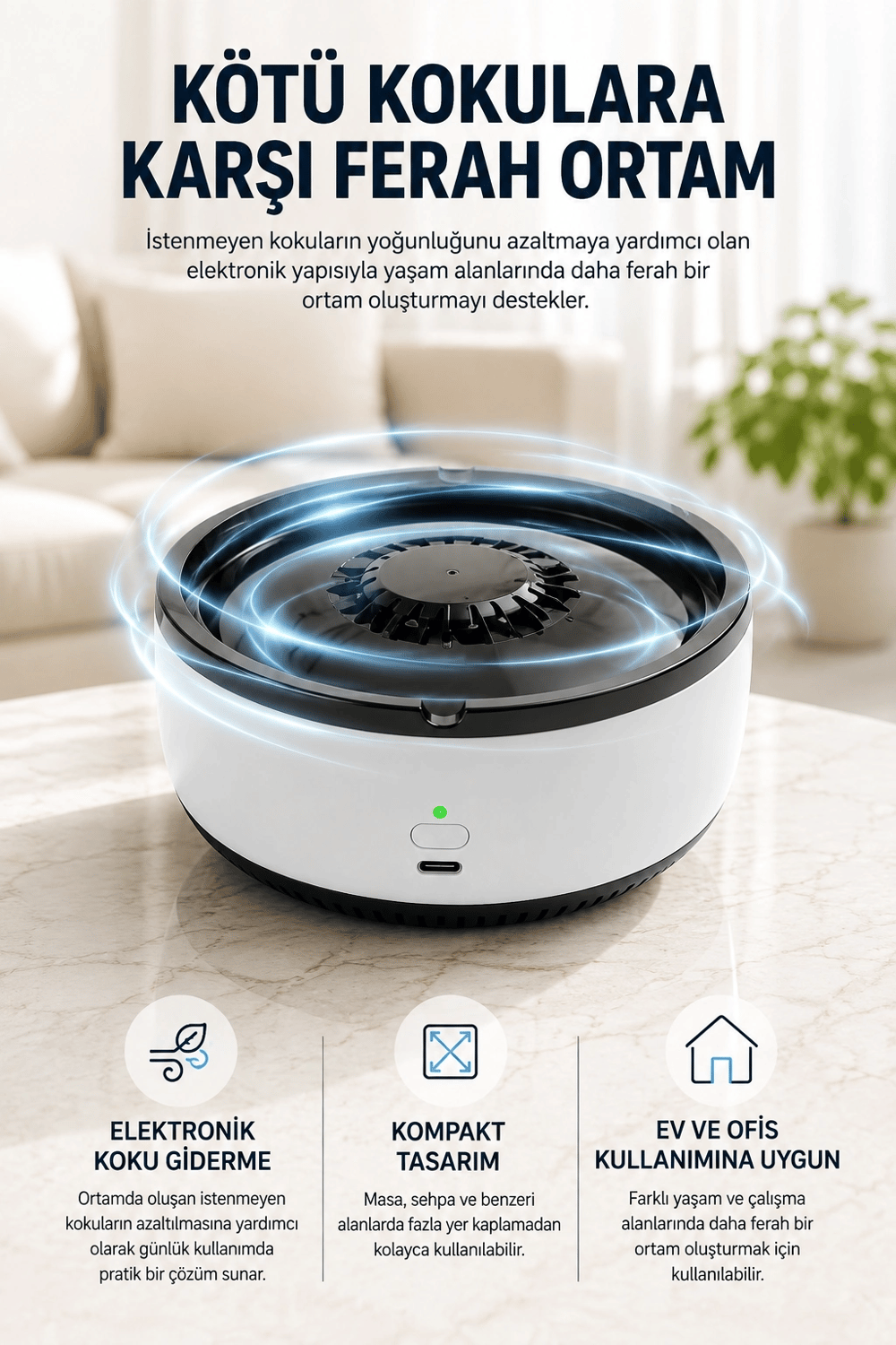 Küllük Duman Giderici Temizlenebilir Elektronik Pilli