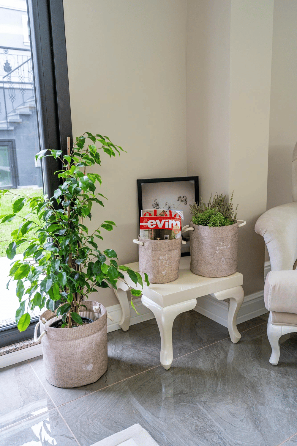 Kulplu Yuvarlak Düzenleyici Çok Amaçlı Kolay Taşınabilen Organizer Keçe Sepet (3lü Set)
