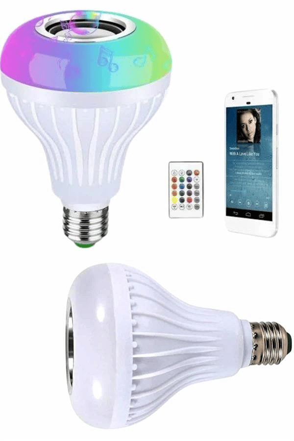 Kumandalı RGB Led Işık Bluetooth Hoparlör Ses Lambası Renkli Ampul