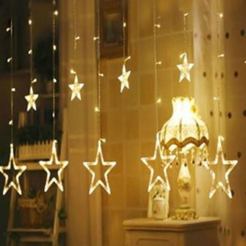 Kumandalı Yıldız Figürlü 12 Sarkıtlı 120 LED Uzaktan Kumandalı Dekor Işık – Masaüstü ve Ortam Aydınlatması (3936)