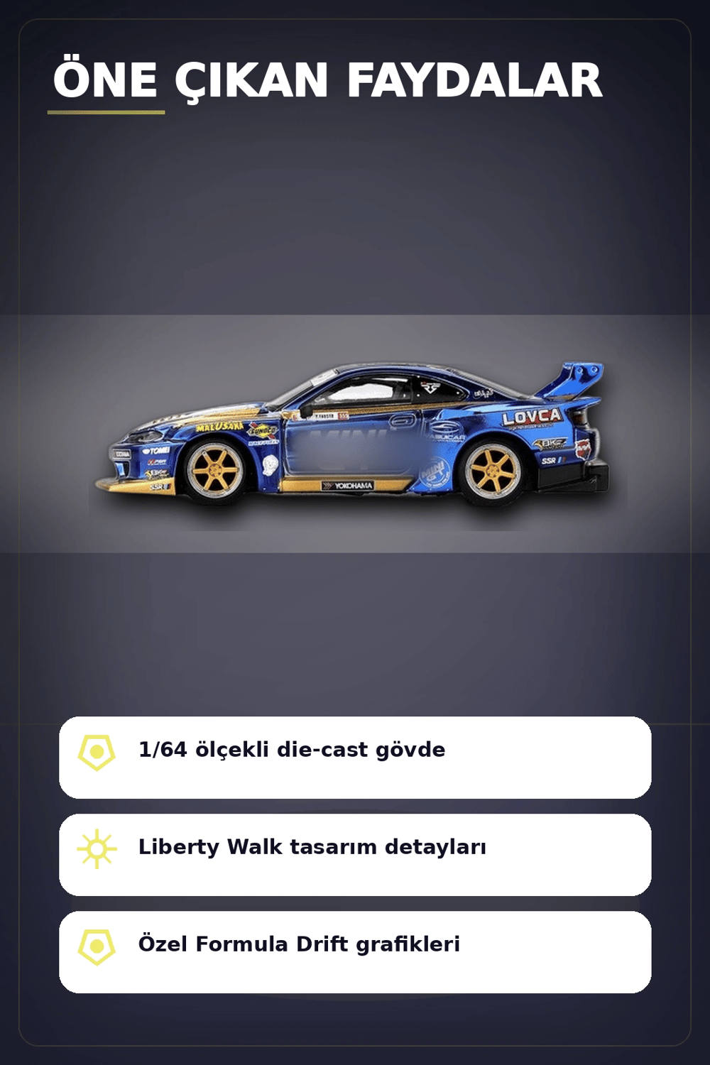 LBWK Formula Drift 1/64 Nissan S15 Silvia Model Araba - Liberty Walk Replica BX-313402