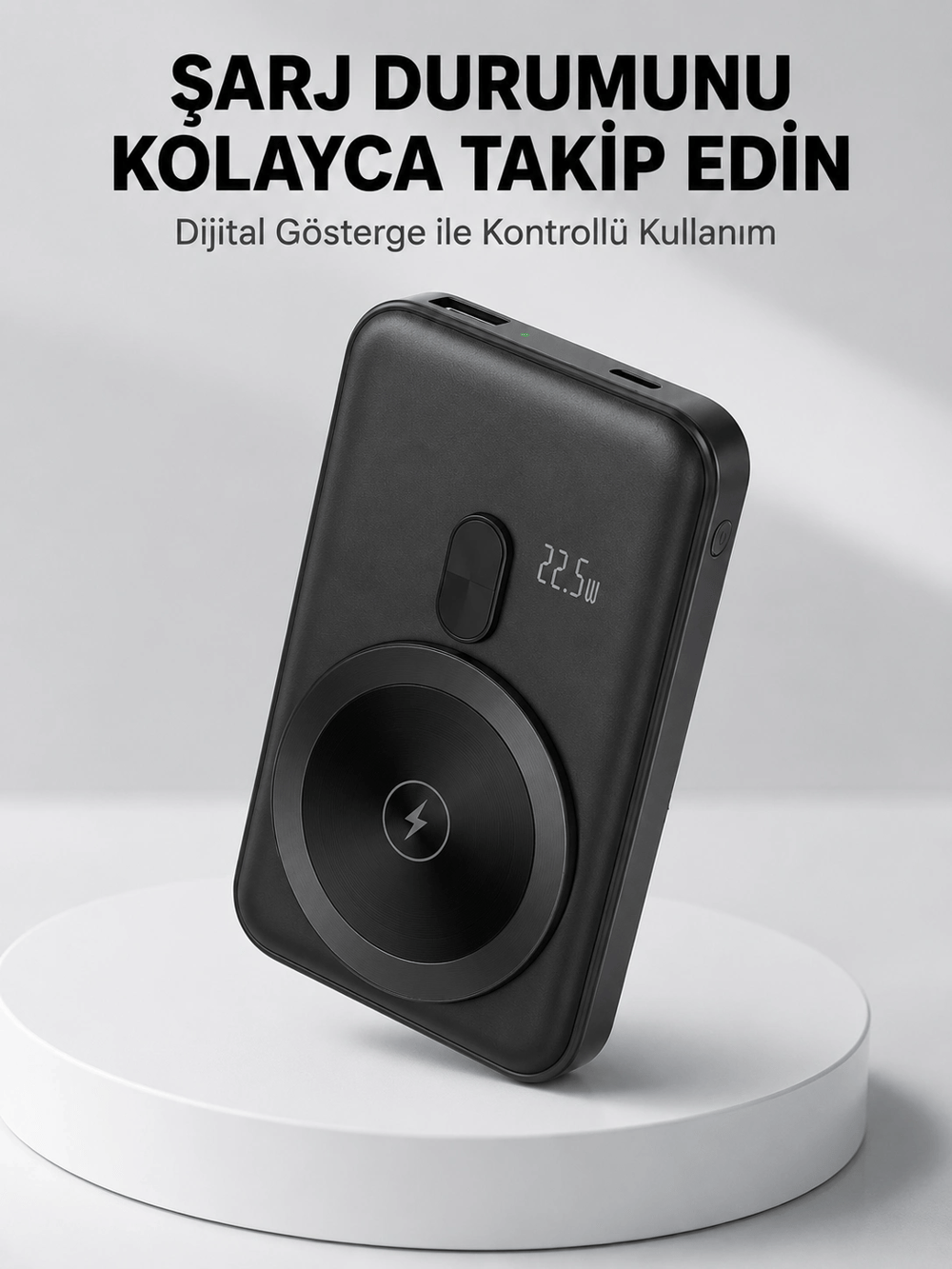 LCD Ekranlı Kablosuz Powerbank Type C ve USB Çıkışlı Yeni Nesil