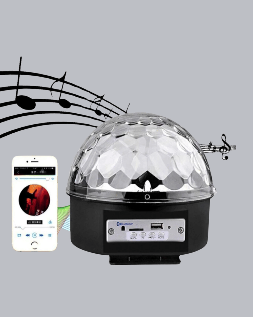 LED Disko Küresi Bluetooth Hoparlörlü Ritimle Senkronize Döner Işıklı