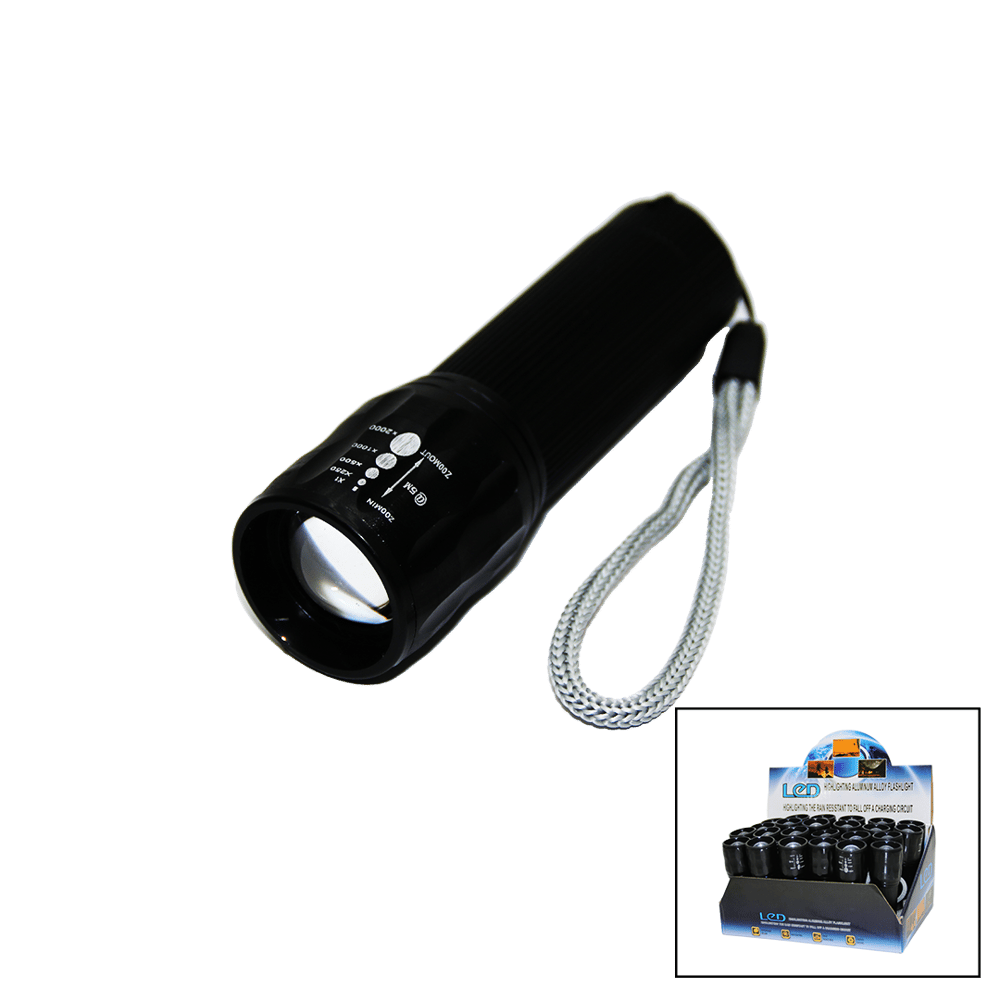 LED GOLD ORION HIGHLIGHTING ALUMİNUM FLASHLİGHT PİLLİ ZOOMLU EL FENERİ METAL KASA (3936)