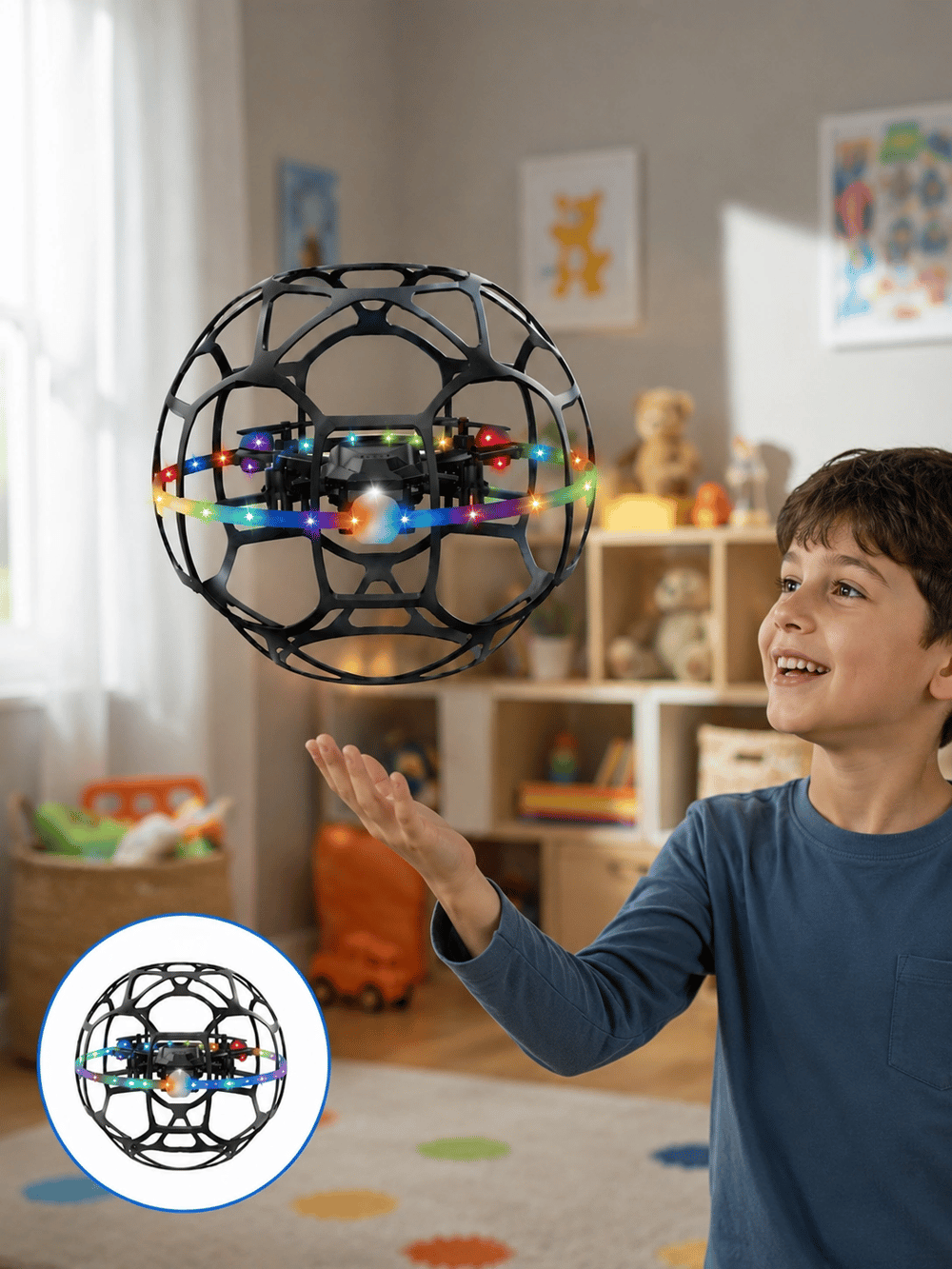 LED Işıklı Futbol Topu Mini Drone Akıllı Sensörlü El Kontrollü