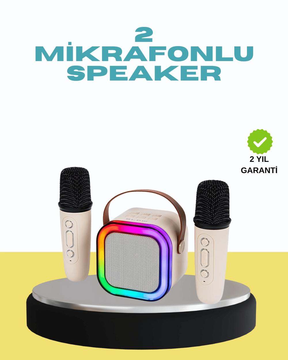 LED Işıklı Taşınabilir Karaoke Hoparlör – USB & AUX Girişli