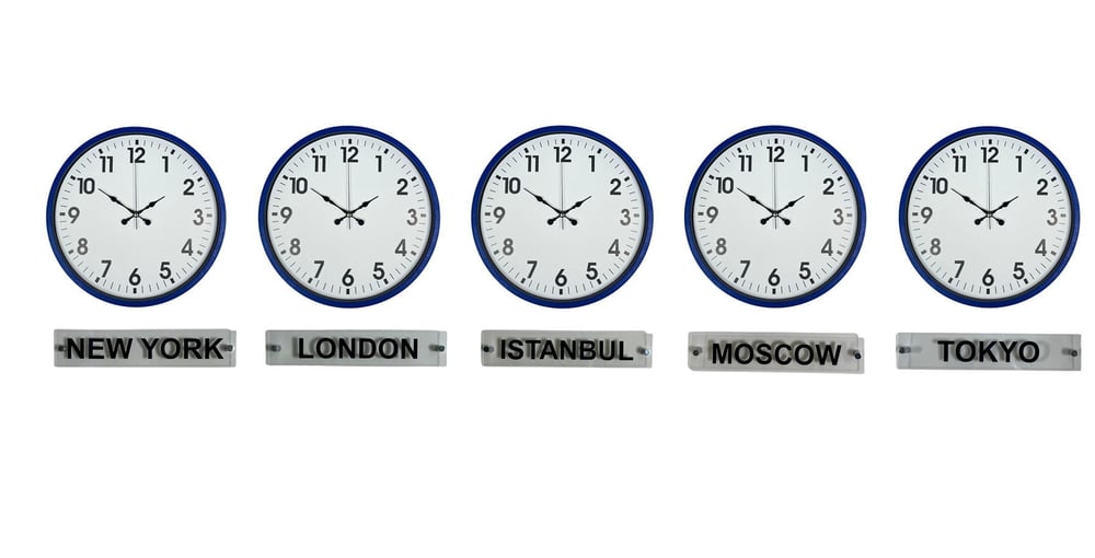 Lacivert World Navy 36 Cm Tabelalı 5’li Saat Seti