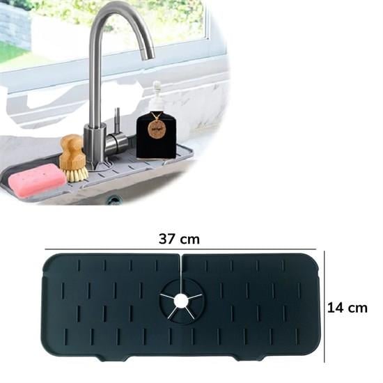 Lavabo İçin Silikon Esnek Mat Musluk Sapı Damlama Tutucu Raf Mutfak Tezgahı Sıçrama Koruma (3936)