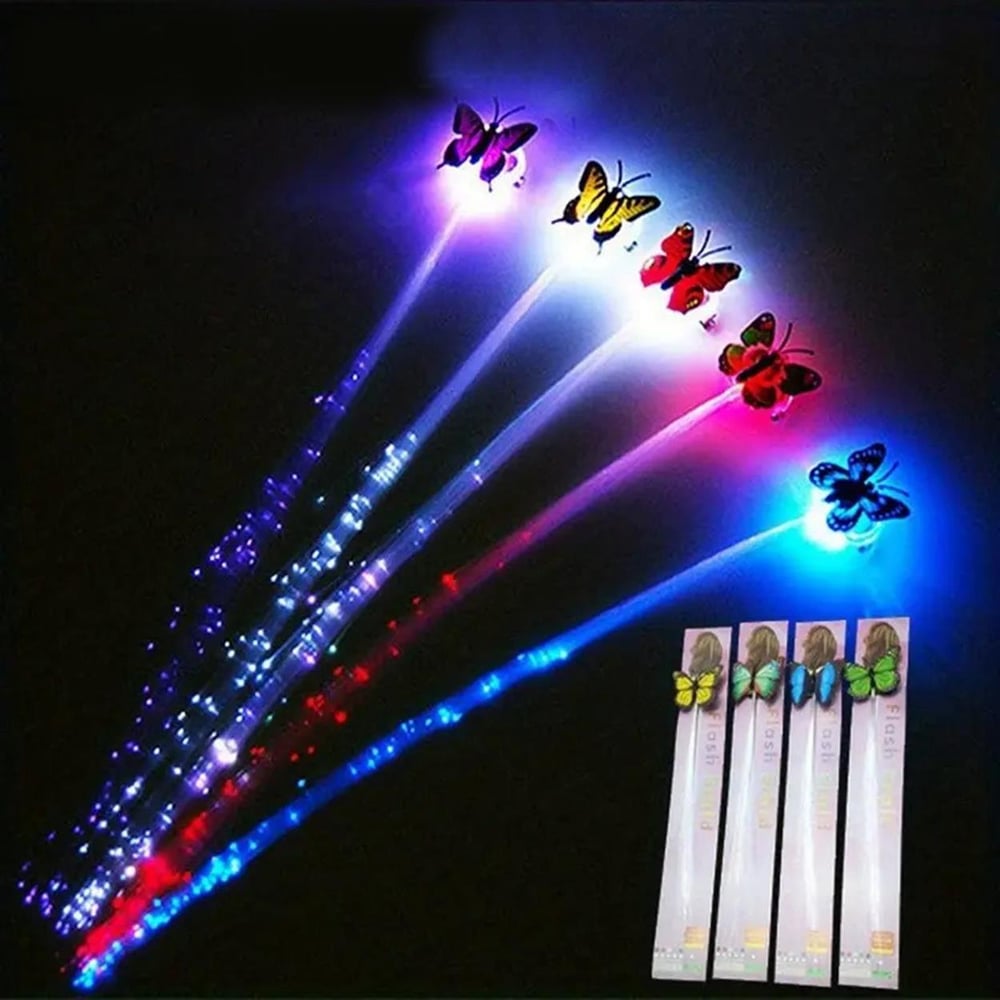 Led Fiber Optik Işıklı Kelebek Saç Klipsi 1 Adet (3936)