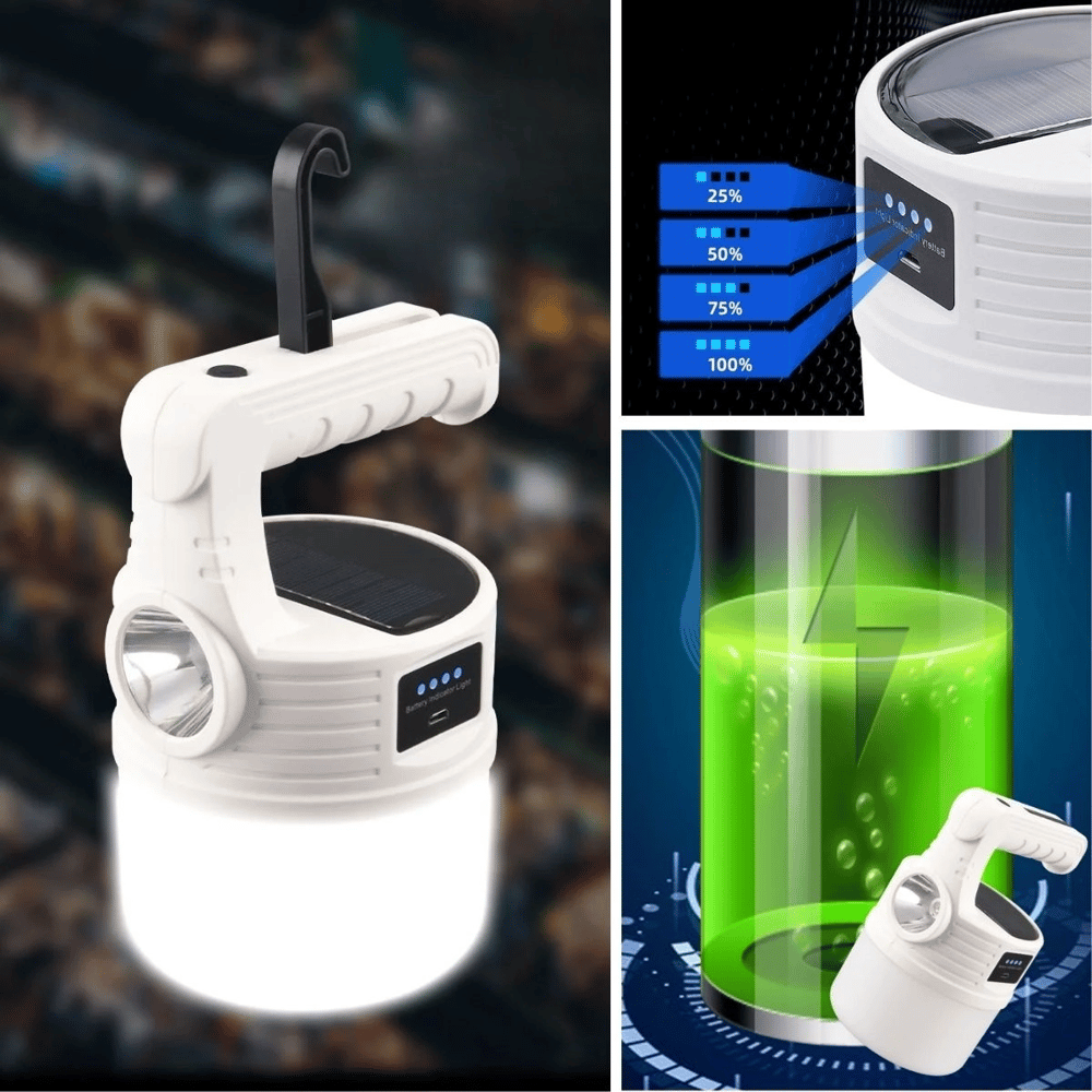 Led Güneş Enerjili Kamp Lambası–2000 Lümen Süper Parlak, 5 Aydınlatma Modlu,usb İle Şarj Edilebilir Dış Mekan,asılabilir Torch El Feneri Bx40