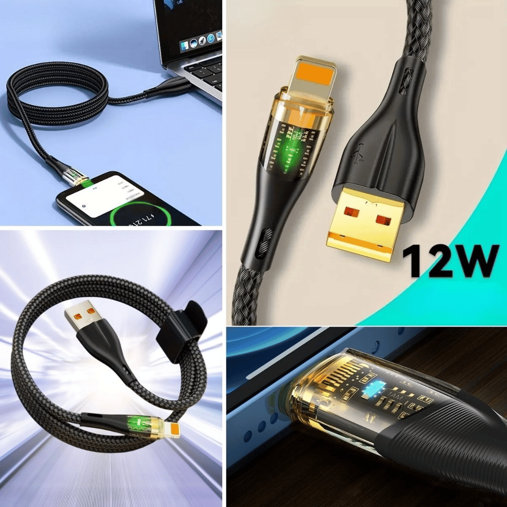 Led Işık Uçlu Sağlam İp Kablolu Usb To Lightning Hızlı Şarj Kablosu Bx40