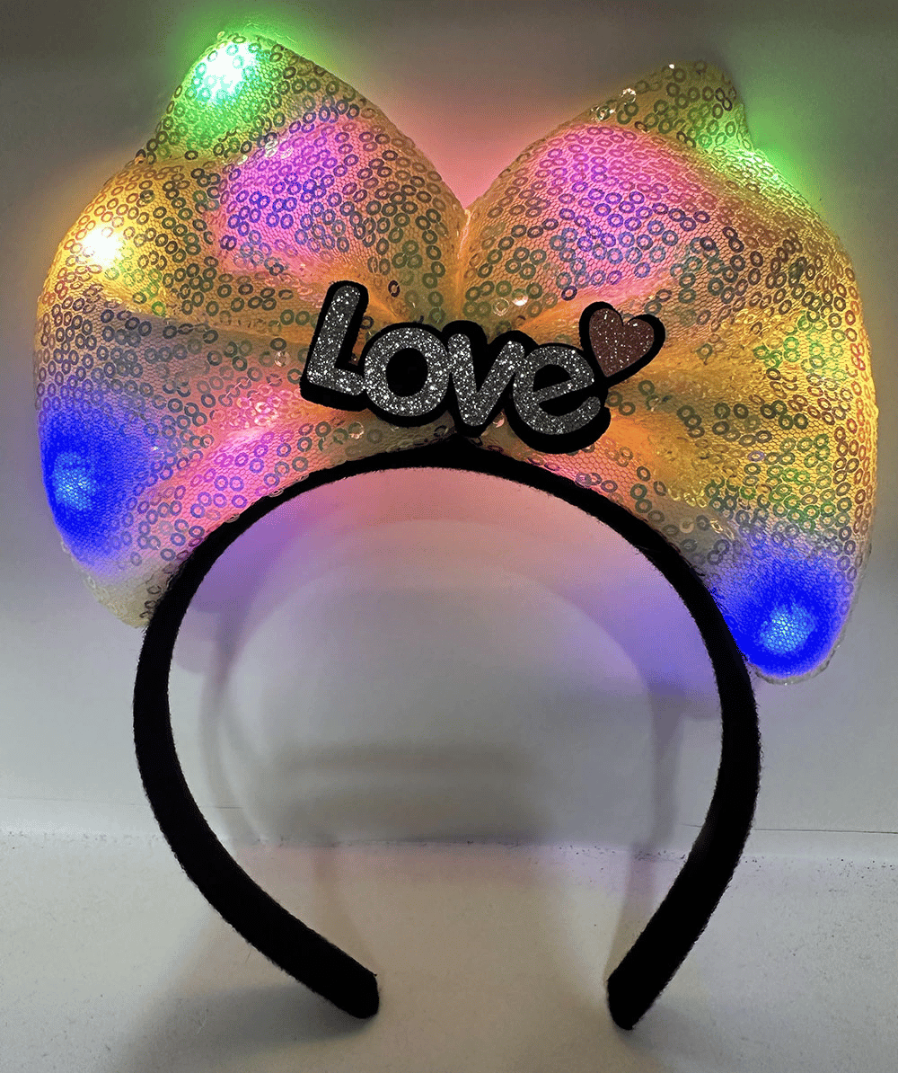 Led Işıklı Love Yazılı Sarı Fiyonk Taç – Kız Çocuk Parti Tacı
