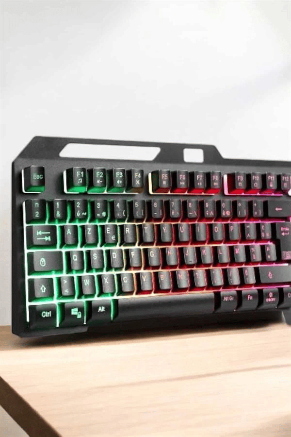 Led Işıklı Oyuncu Klavye Usb Girişli RGB Işıklı Q Klavye Mouse Hediyeli