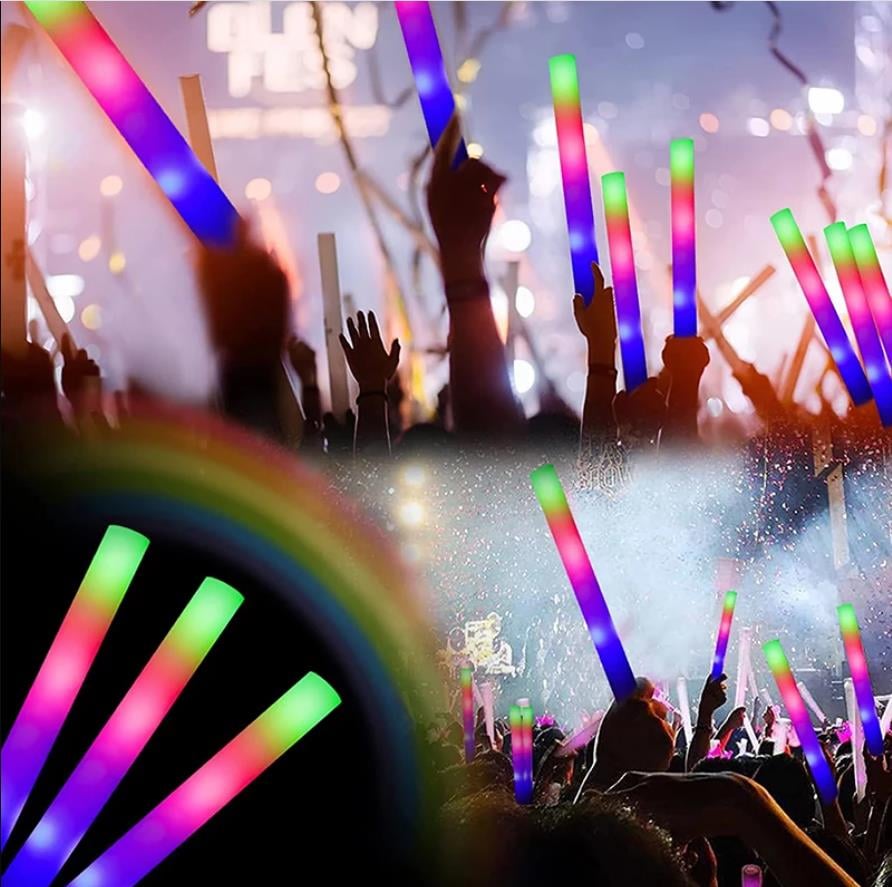 Led Işıklı Rengarenk Sünger Parti Çubuk Işıklı Kauçuk Sopa 46 cm (3936)