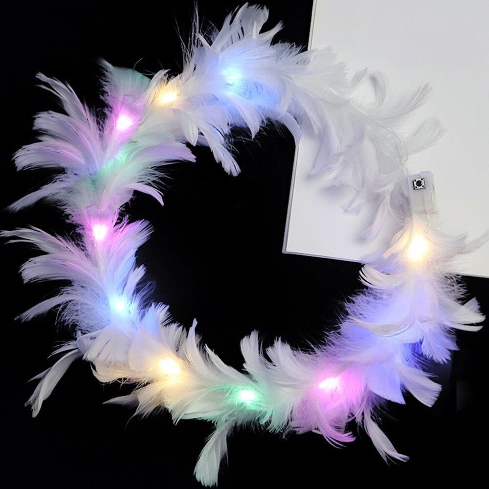Led Işıklı Rengarenk Yanan 3 Fonksiyonlu Otrişli Parti Tacı Beyaz Renk 12x12 cm (3936)