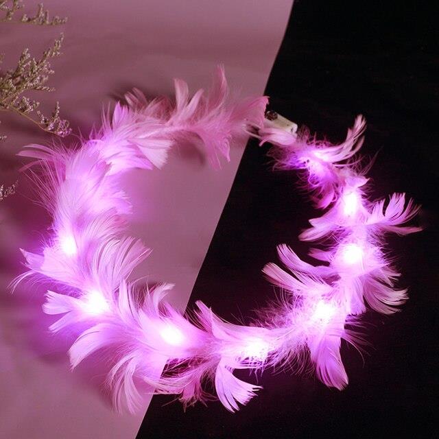 Led Işıklı Rengarenk Yanan 3 Fonksiyonlu Otrişli Parti Tacı Pembe Renk 12x12 cm (3936)