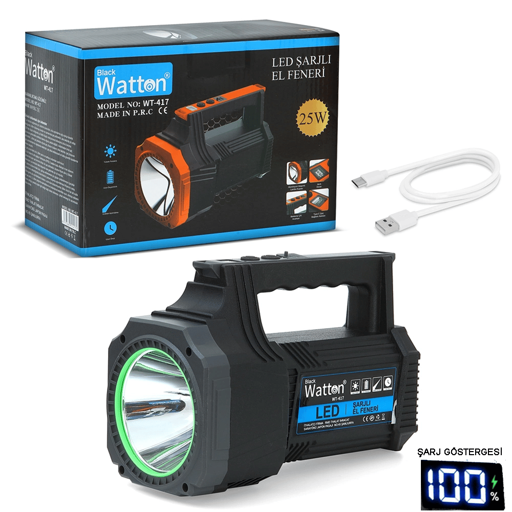 Led Şarjlı El Feneri 25w Wt-417
