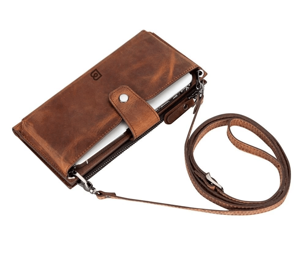 Lozan Strap 6.5 inch Uyumlu Deri Kartlıklı Kılıf G2 Kahve