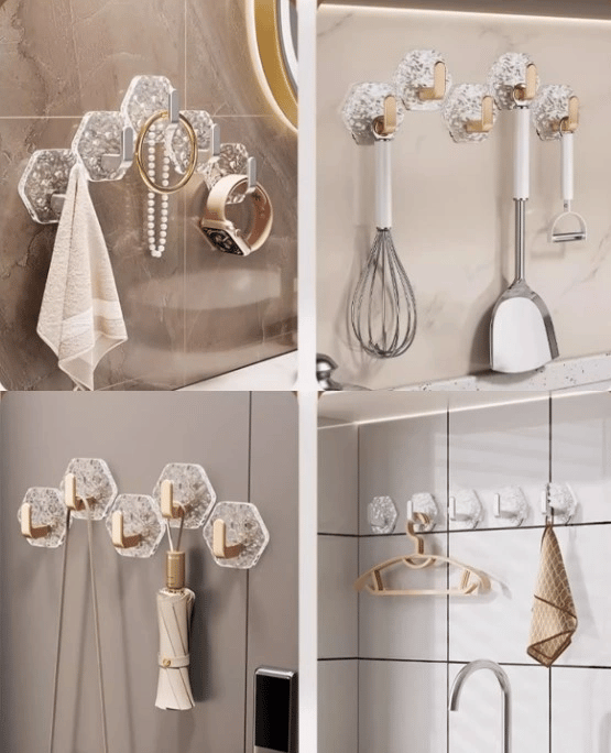 Lüks 5’li Duvar Askısı Banyo Mutfak İçin Havlu  Askılık Bx40