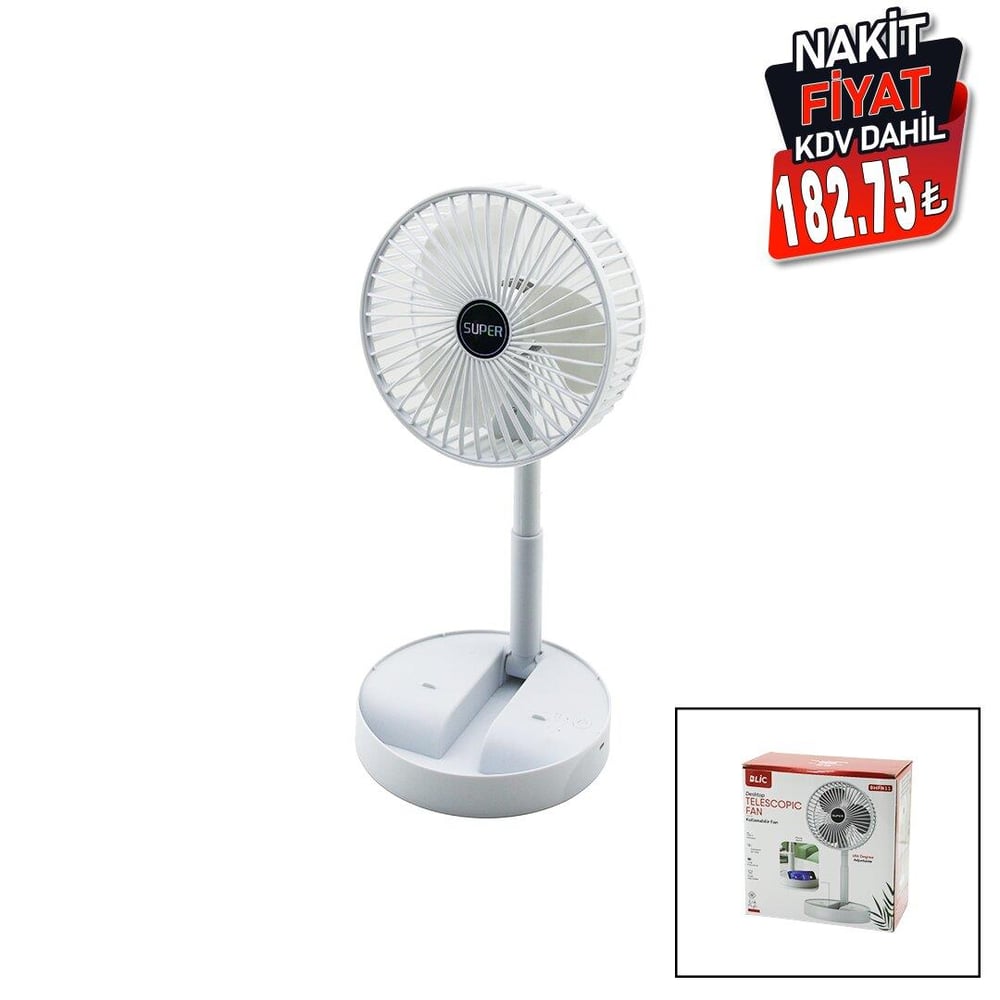 MASA ÜSTÜ VANTİLATÖR USB ŞARJLI KATLANIR FAN=16.4CM - UZAYAN AYAK=12.5-19CM 180 DERECE DÖNEBİLEN TELEFONLUKLU BWFN-11 (3936)