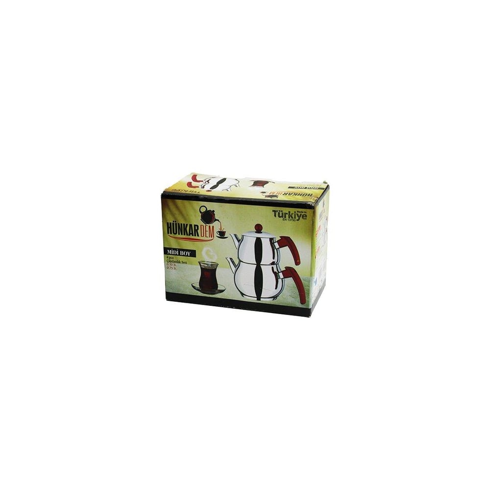 MİDİ BOY KÜRE ÇELİK ÇAYDANLIK SETİ RENKLİ BAKALİT KULP ÜST DEMLİK: 0.5LT - ALT SULUK: 0.75LT KENDİNDEN SÜZGEÇLİ (3936)