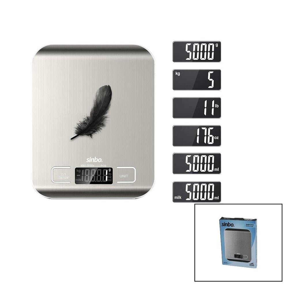 MUTFAK TARTISI TERAZİ İNOX LCD EKRAN 5KG/1GR PİLLİ=2X AAA PİL GR/OZ/ML/IB ÖLÇÜM SKS-4527 (3936)