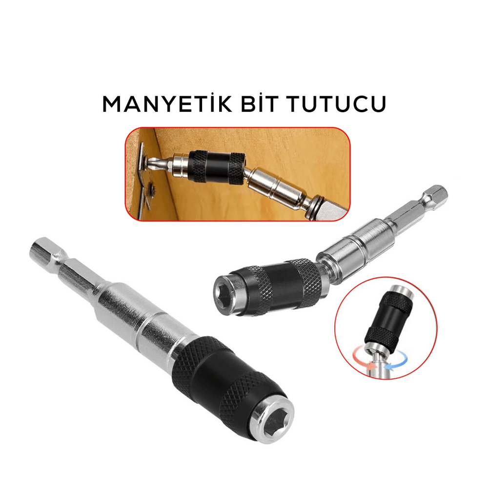Mafsallı Manyetik Bits Tutucu 1/4 Döner Başlık = 0-20° Bx40