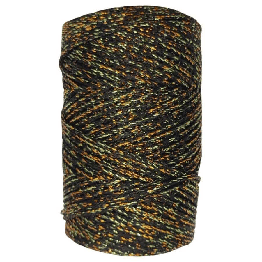 Makrome İpi 3mm  Polyester Siyah Altın Simli