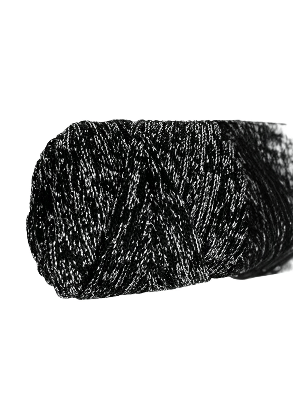 Makrome İpi 3mm Polyester Siyah Gümüş  Simli