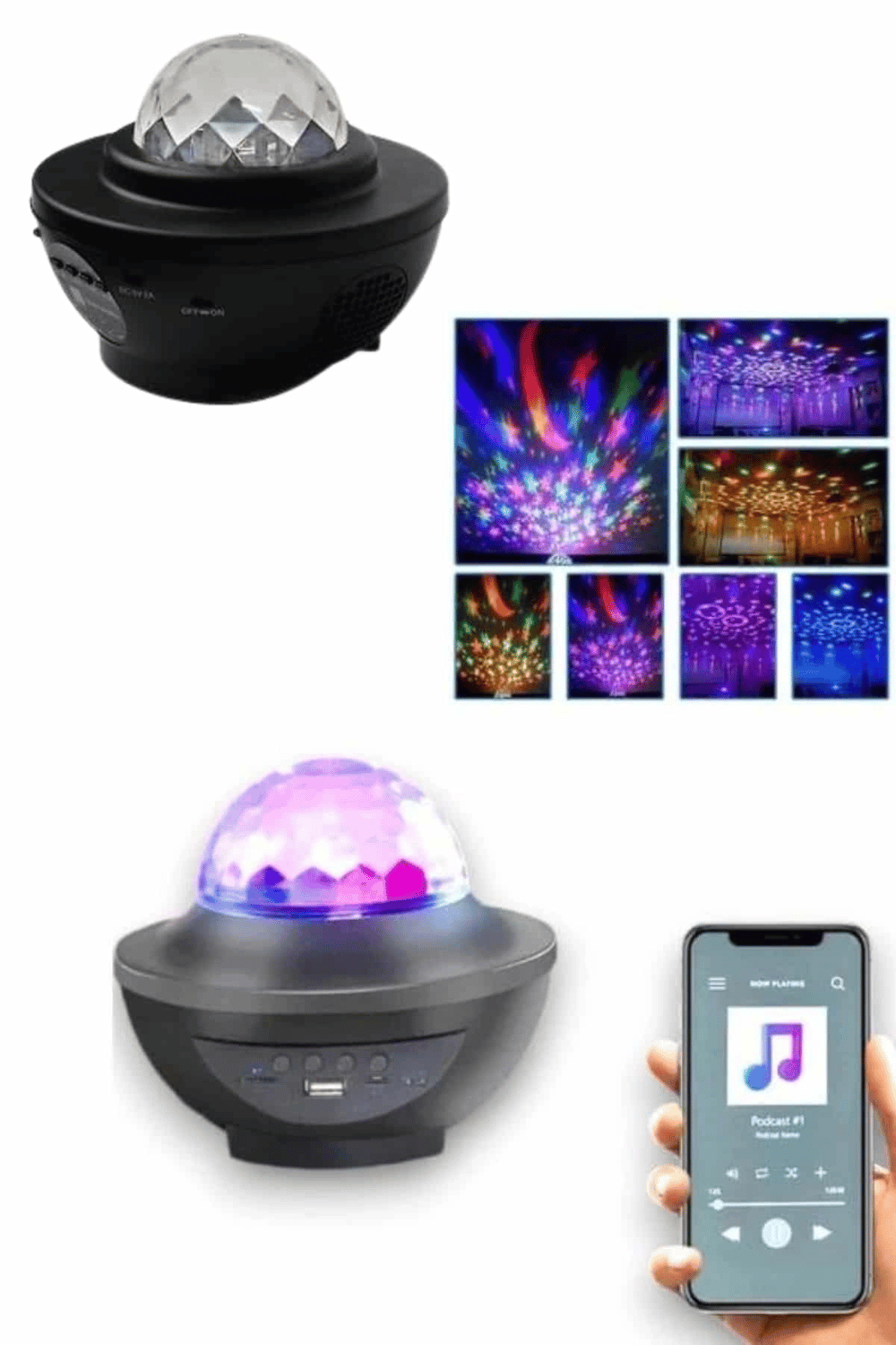 Masa ve Gece Lambası Renkli Projektör Işıklı Disko Topu Bluetooth Hoparlör