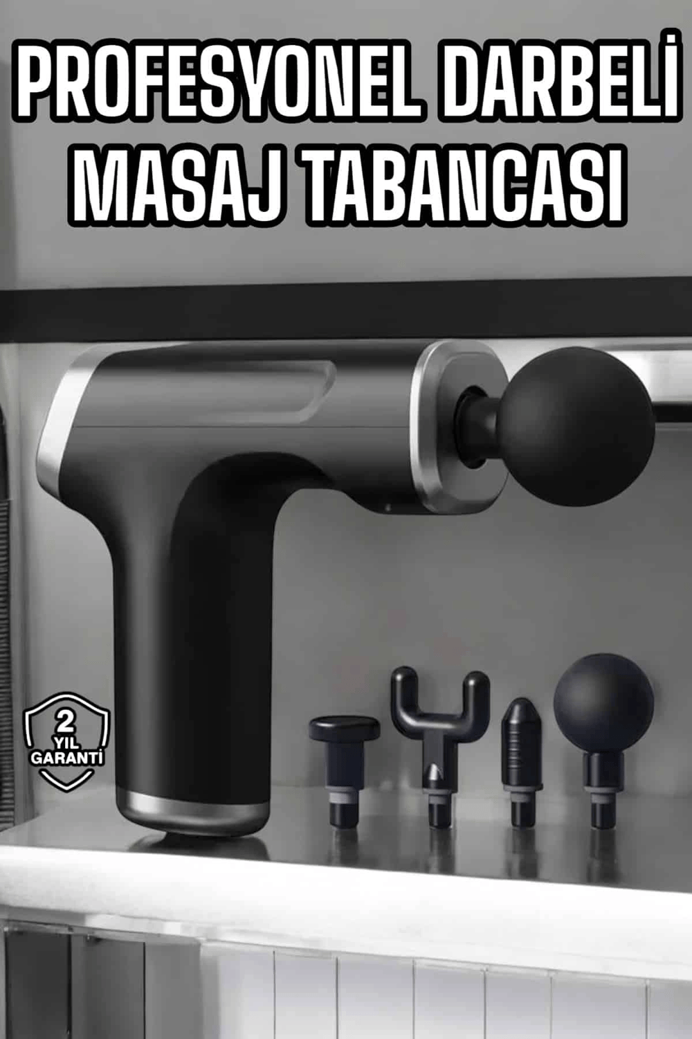 Masaj Tabancası 4 Başlıklı Kas ve Vücut Ağrıları İçin Şarjlı Darbeli