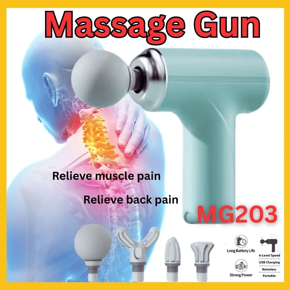 Masaj Tabancası Darbeli Titreşimli 4 Başlıklı Profesyonel Şarjlı Mini Masaj Aleti Bx40
