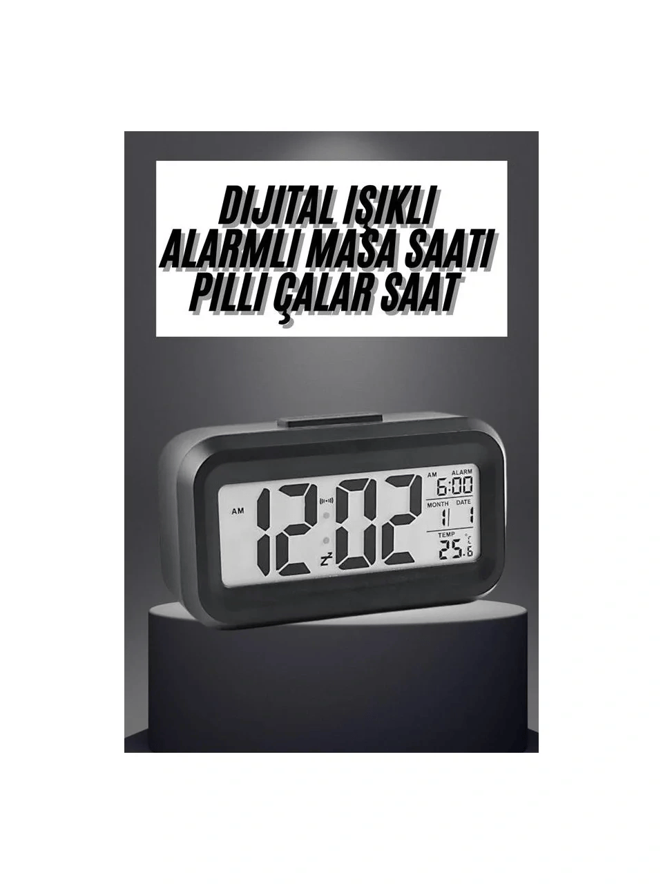 Masaüstü Saat Takvim Termometre Beyaz Siyah Bx40