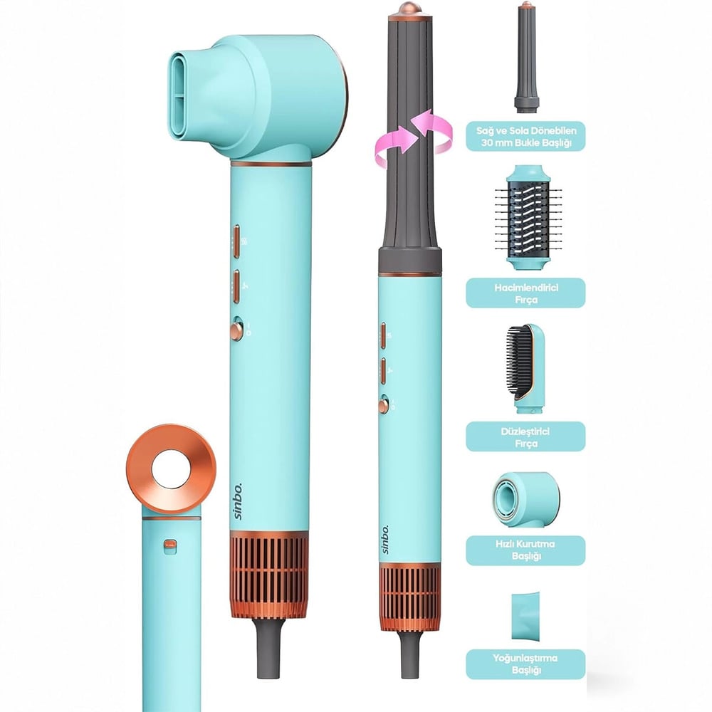 Mavi Air Brush 5in1=bukle-hacimle-düzleştir-2-fırça Saç Kurutma - Şekil Makinesi 1300w 3-kdm.hız Sıcaklık Shd-1729 Bx40