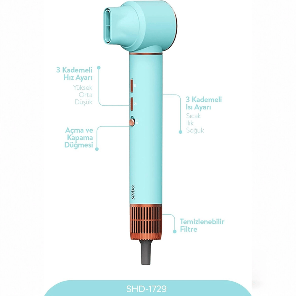 Mavi Air Brush 5in1=bukle-hacimle-düzleştir-2-fırça Saç Kurutma - Şekil Makinesi 1300w 3-kdm.hız Sıcaklık Shd-1729 Bx40