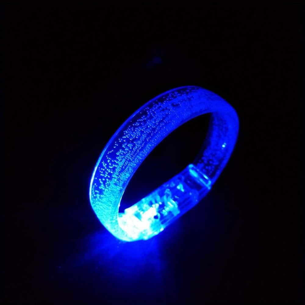 Mavi Led Işıklı Baskı Yapılabilen Pilli Bileklik Bilezik 1,5 cm Genişlik (3936)