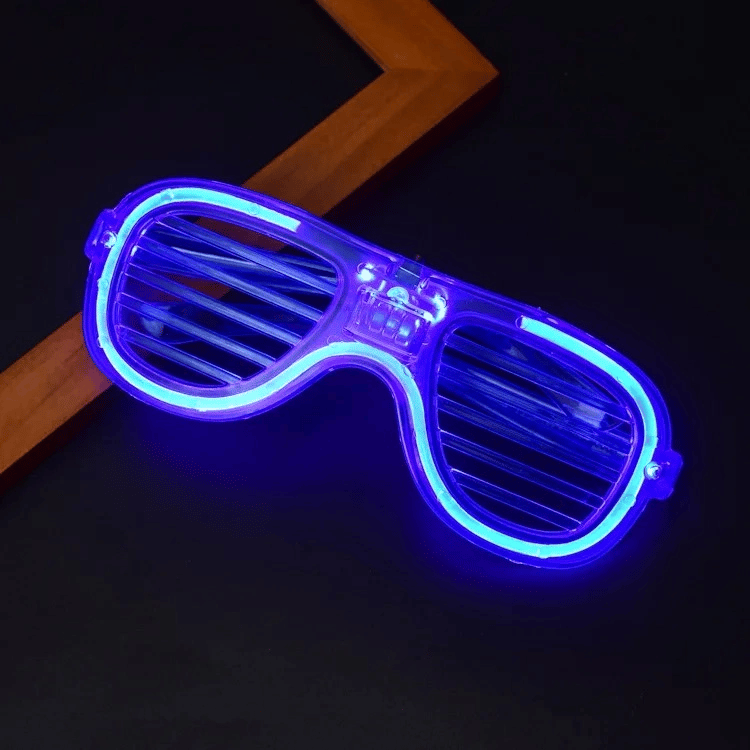 Mavi Led Işıklı Parti Gözlüğü - Neon Glow Şerit Gözlük 3 Modlu