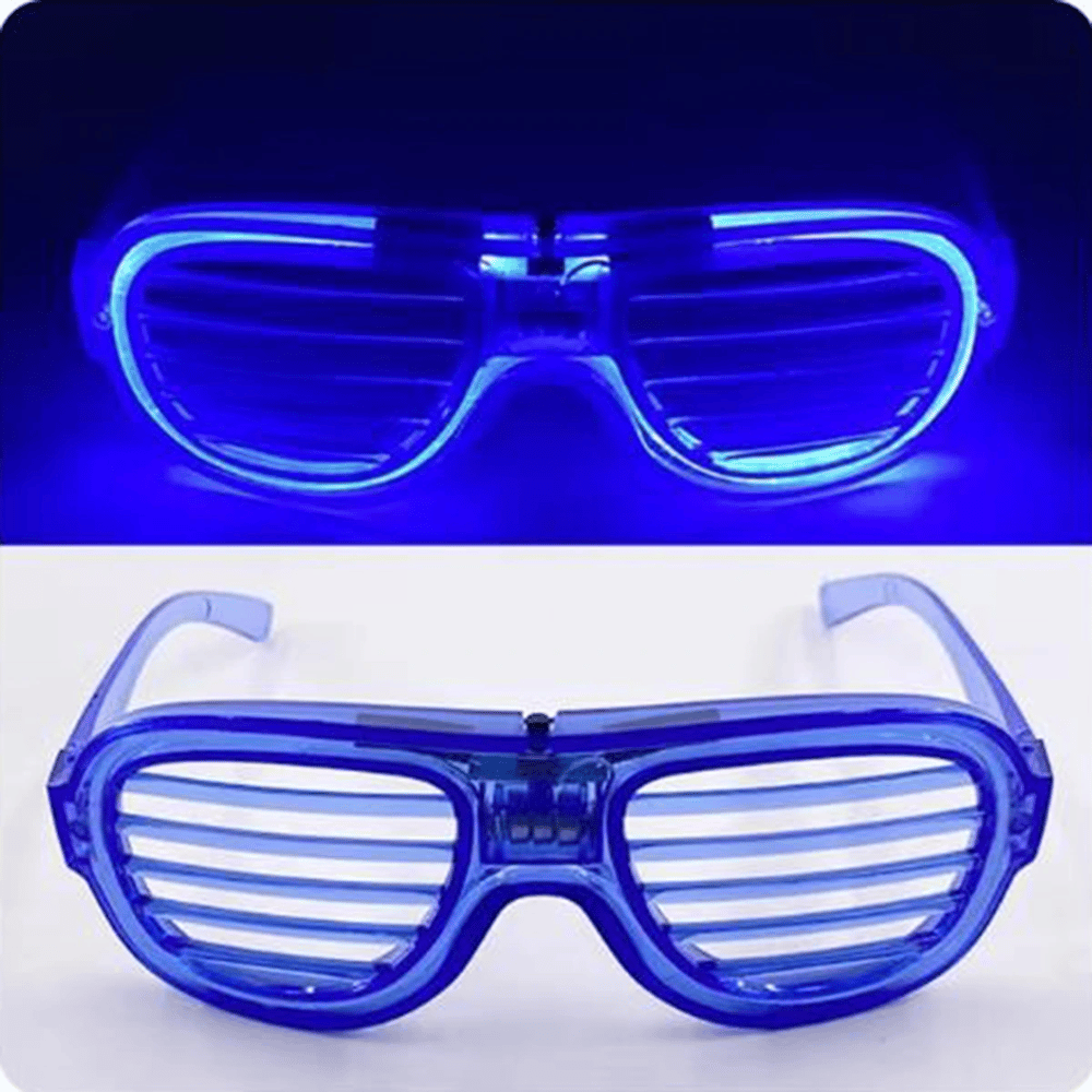 Mavi Led Işıklı Parti Gözlüğü - Neon Glow Şerit Gözlük 3 Modlu