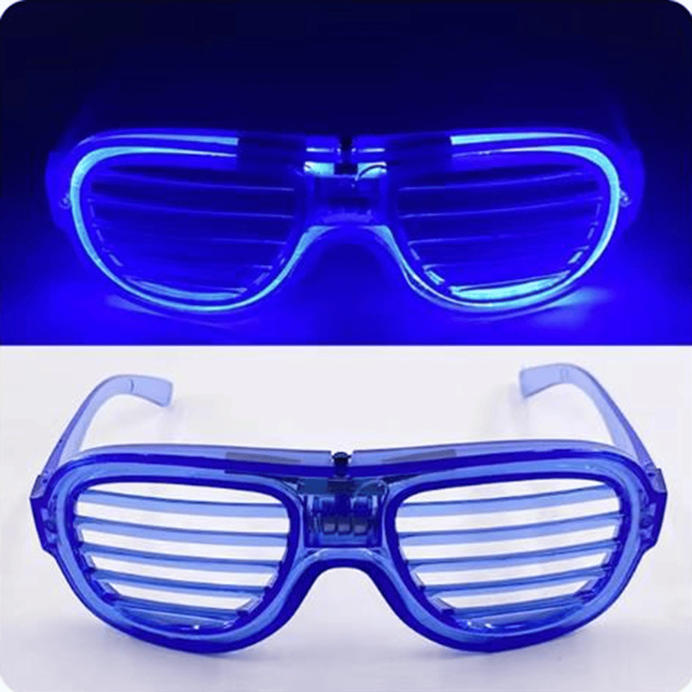 Mavi Led Işıklı Parti Gözlüğü - Neon Glow Şerit Gözlük 3 Modlu