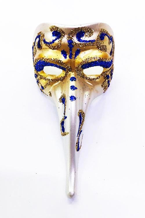Mavi Renk İşlemeli Seramik Malzemeden İmal Venedik Uzun Maske Magnet (3936)