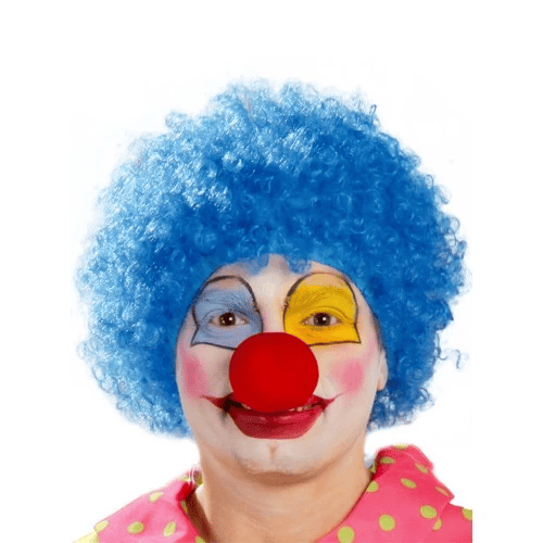 Mavi Renk Kıvırcık Afro Palyaço Seti
