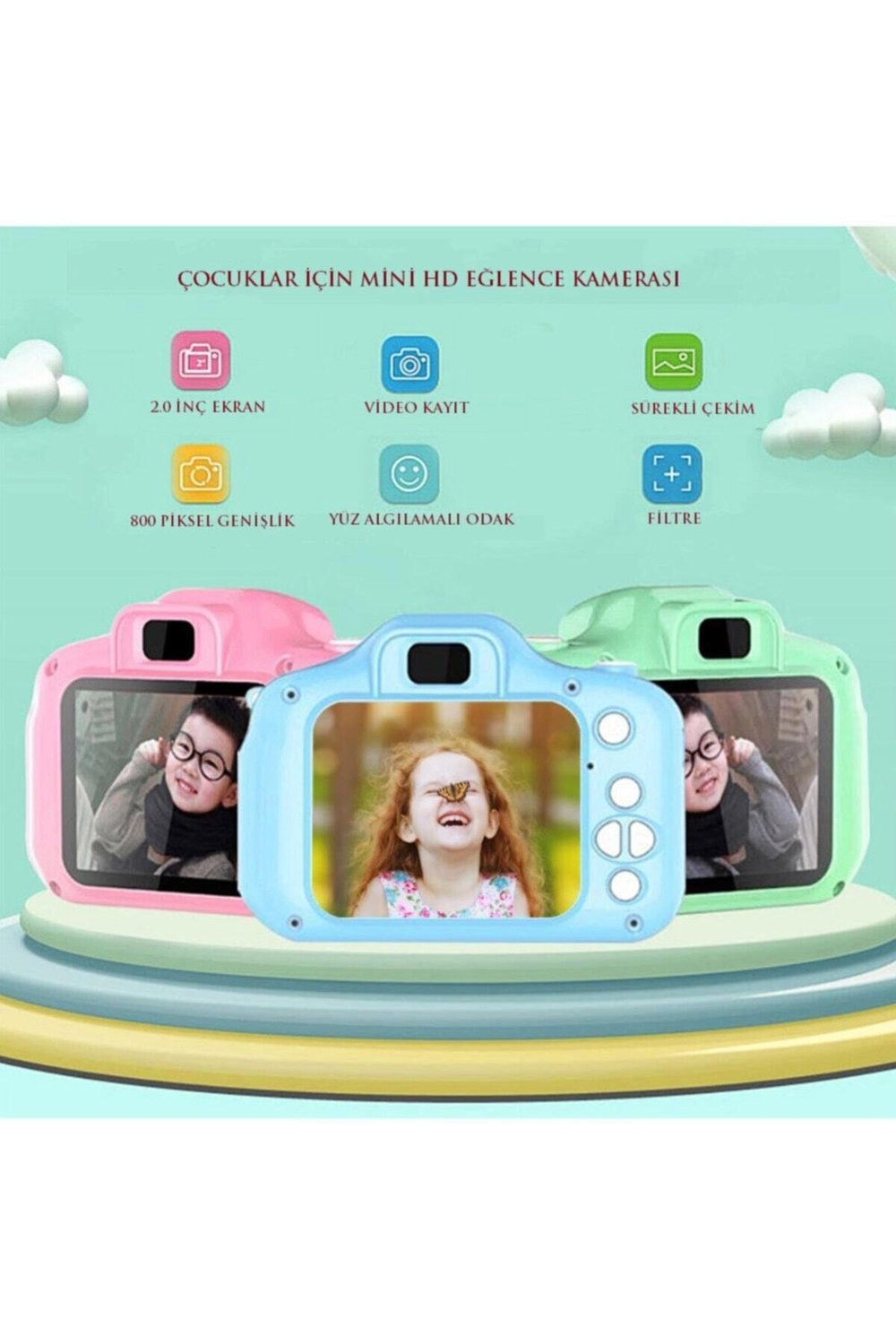 Mavi dijital fotoğraf makinesi 2.0 inç ekran 1080p SD kart destekli 10-15 MP 1-15x zoom