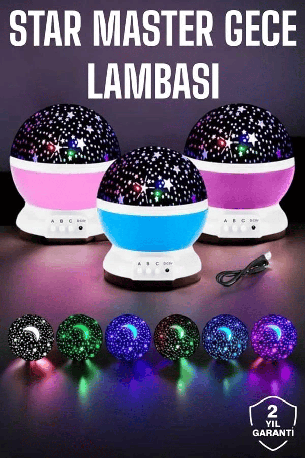 Mavi ve Mor Işıklı  Projeksiyon Lambası
