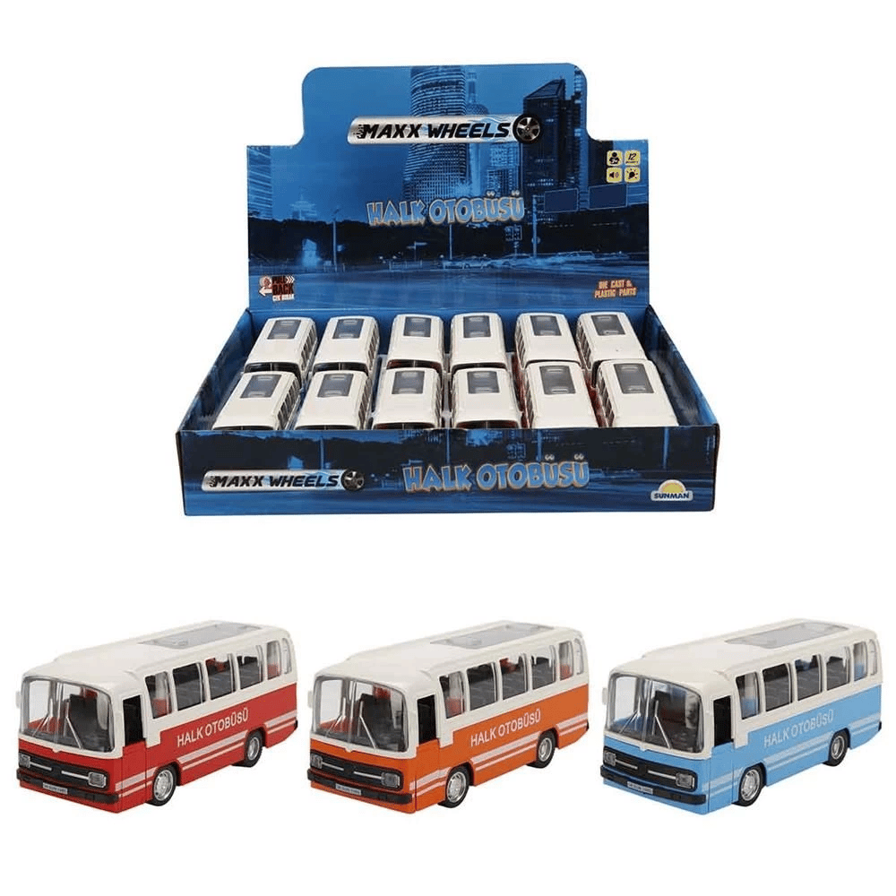 Maxx Wheels Sesli ve Işıklı Nostaljik Halk Otobüsü 15 cm - 83166  -  1 Adet Fiyatıdır