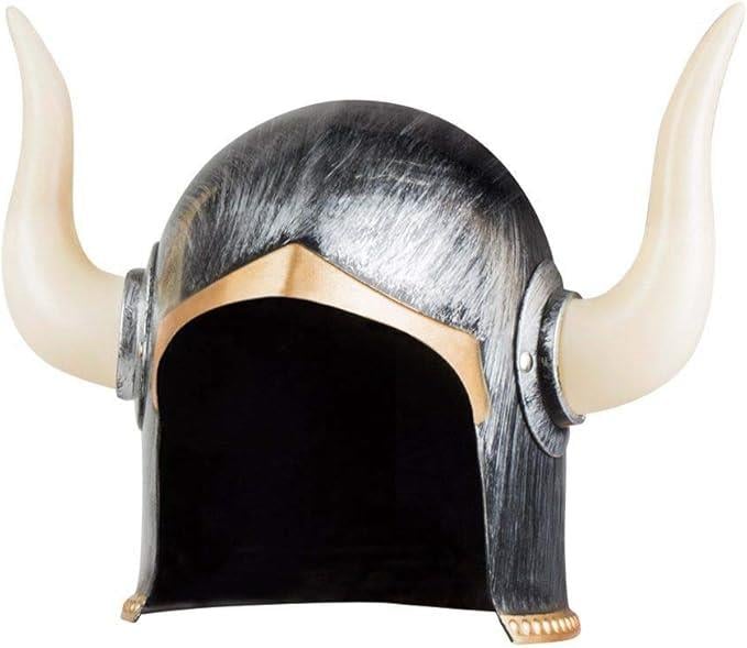 Mega Boynuzlu Viking Ivar Kaskı Eskitilmiş Desen Gümüş Renk (3936)
