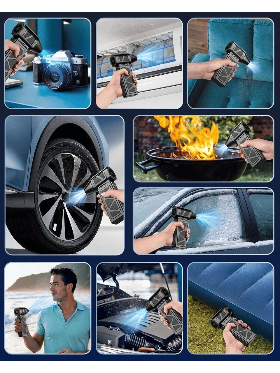 Mega Turbo Üfleyici Elektrikli Şiddetli Fan Hava Kompresör 130.000rpm Mangal Barbekü Fanı Bx40