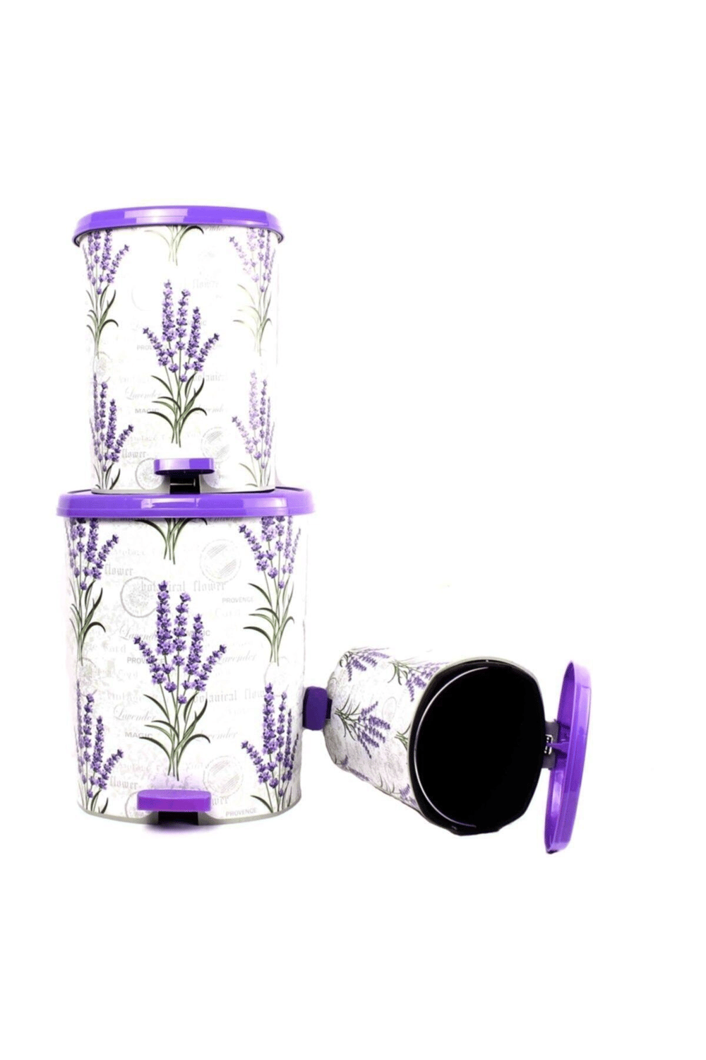 Metal 25 L beyaz mutfak tipi pedallı çöp kovası 3 adet set - 25 L Hacim - Ev & Mobilya