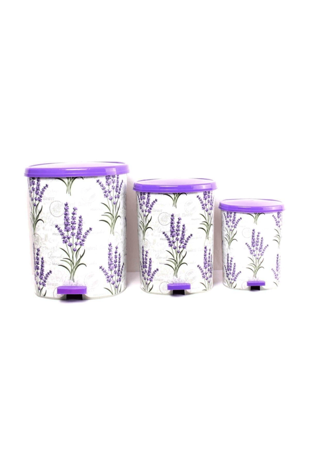 Metal 25 L beyaz mutfak tipi pedallı çöp kovası 3 adet set - 25 L Hacim - Ev & Mobilya