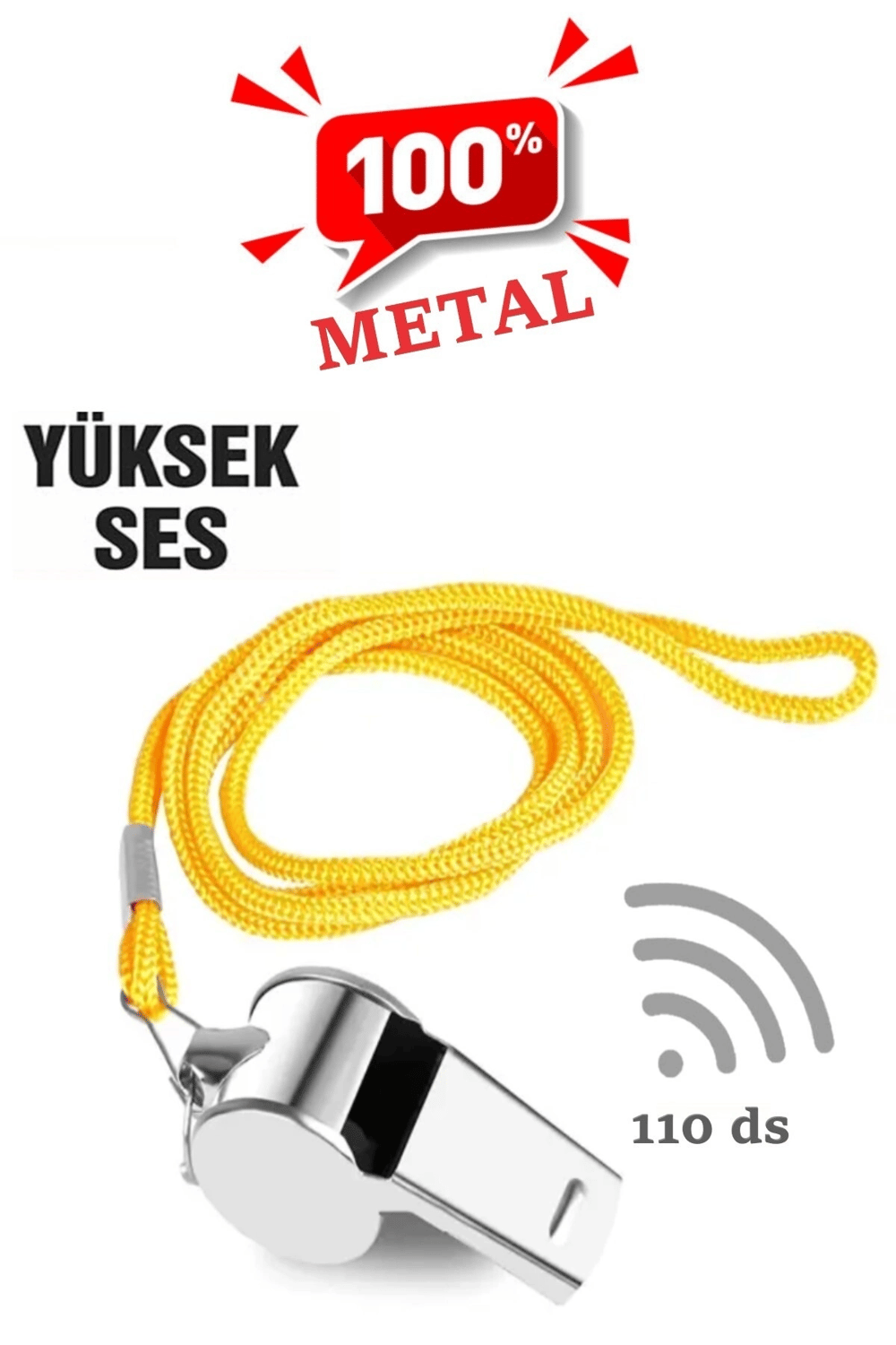 Metal Düdük - 110 Desibel Bx40