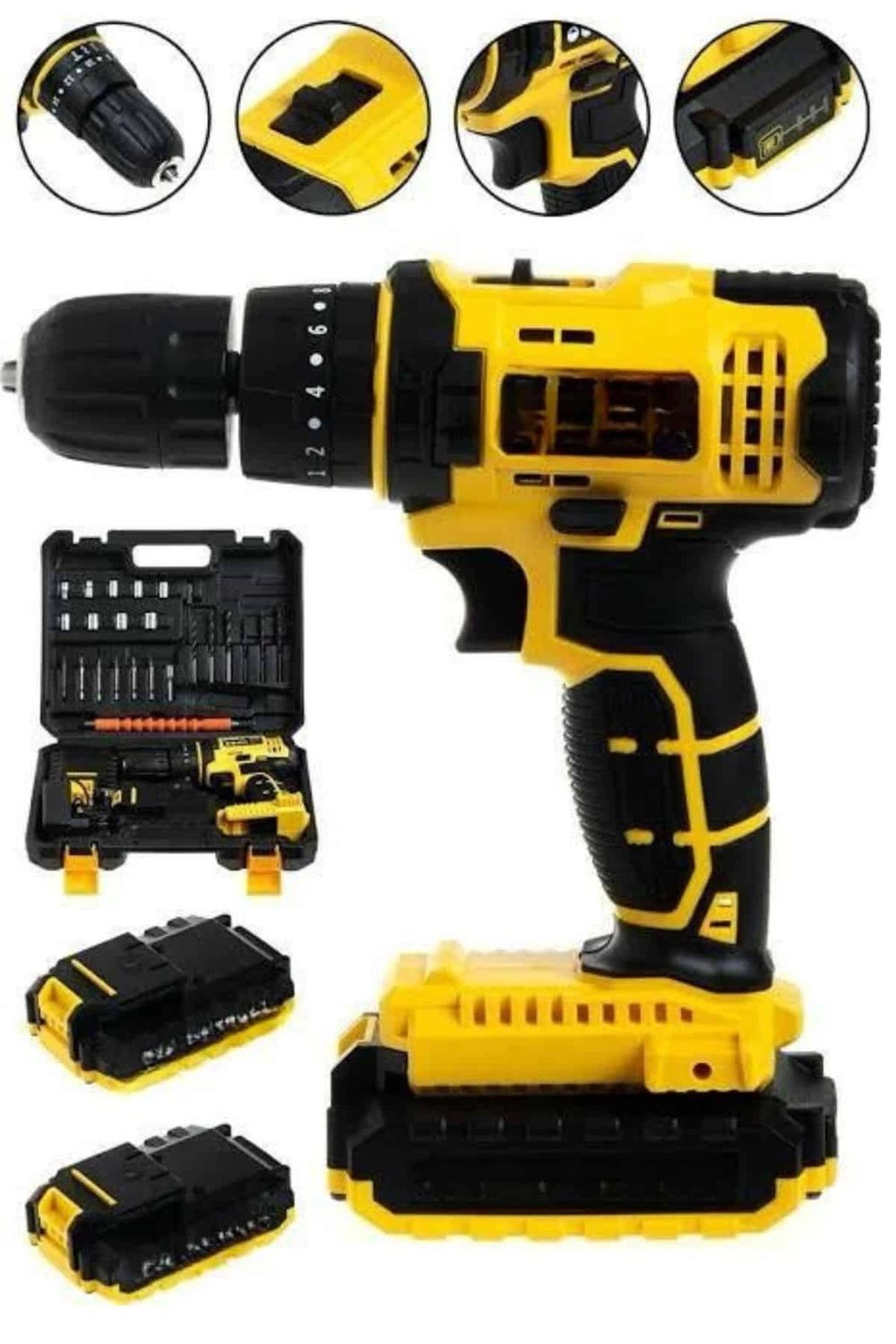 Metal Şanzıman Çift Akülü Bakır Sargı 24 Parça Led Aydınlatmalı Matkap Seti Yeni Nesil